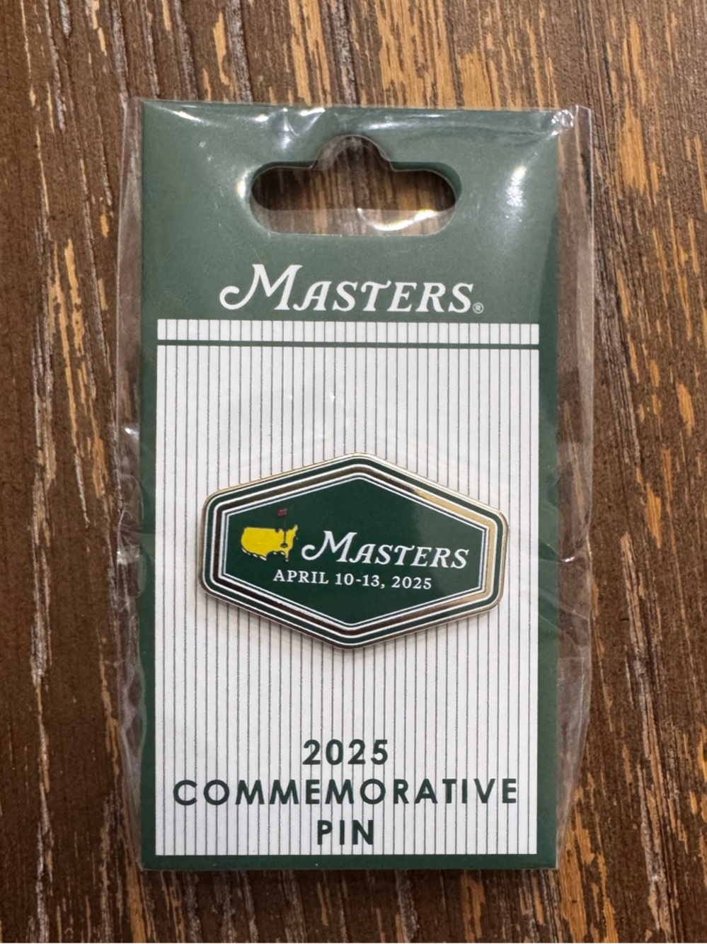 New In Pack Masters 2025 Green and Gold Enamel Commemorative Pin